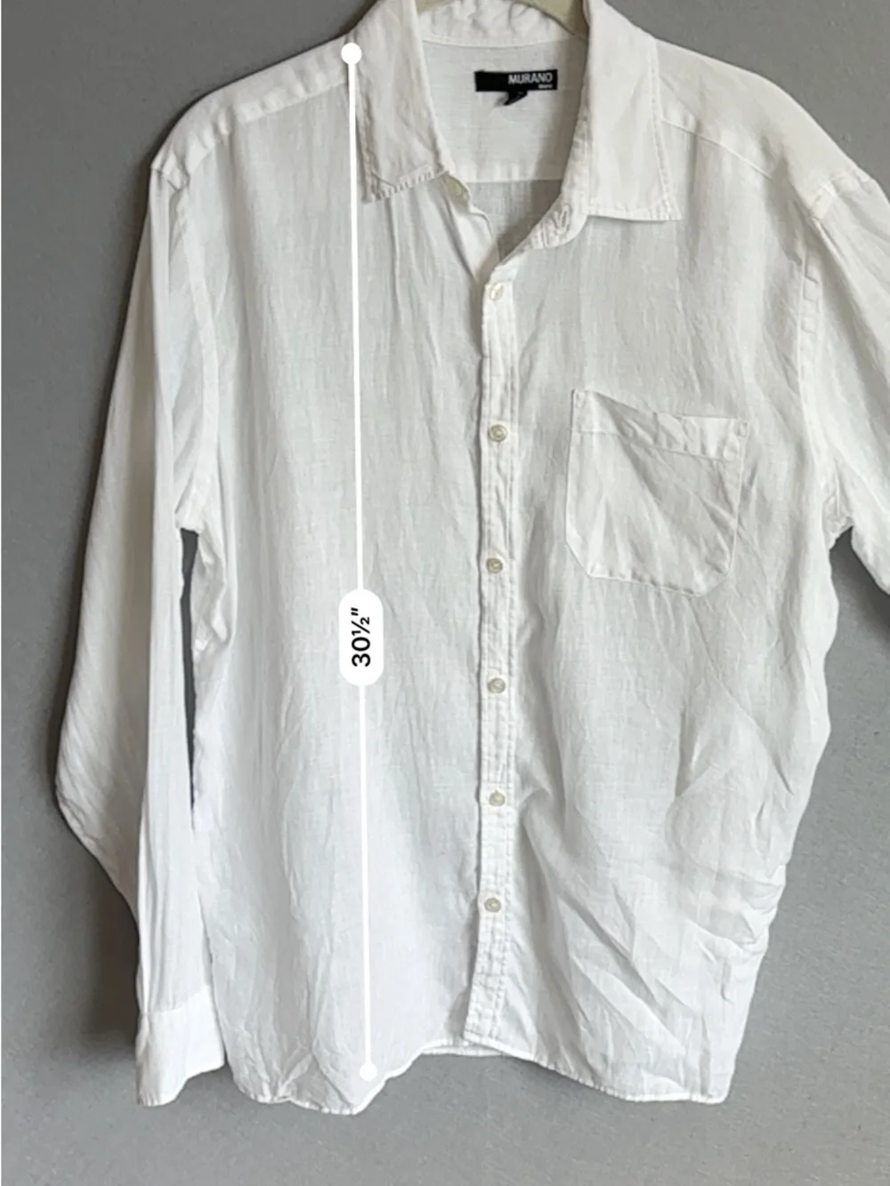 Murano White Long-Sleeve 100% Linen Casual Button-Down Shirt or Coverup sz M - Picture 6 of 7